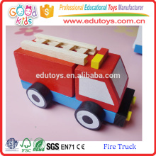 100% Handmade Kids Play Fire Truck Toy, Red Color Wooden Truck Toy